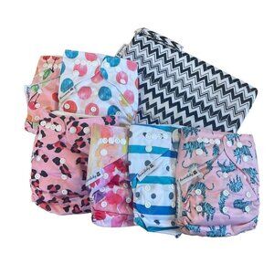 Anmababy 6 Pk Cloth Diapers Adjustable Sz Waterproof Washable Pocket Inserts Bag